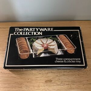 Partyware Collection Vintage Lucite Cheese & Cracker 3 compartment serving tray